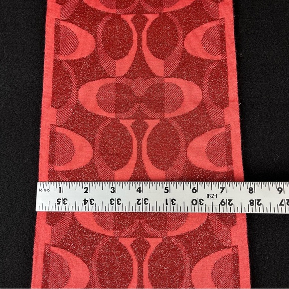 Coach Signature C Scarf Large Font Metallic Red Tones RN#132154 - Picture 7 of 9
